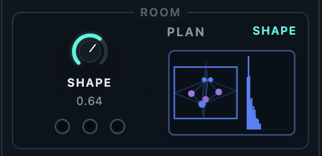 LushVerb Room cluster: Shape at 0.64 with the room plan drawing